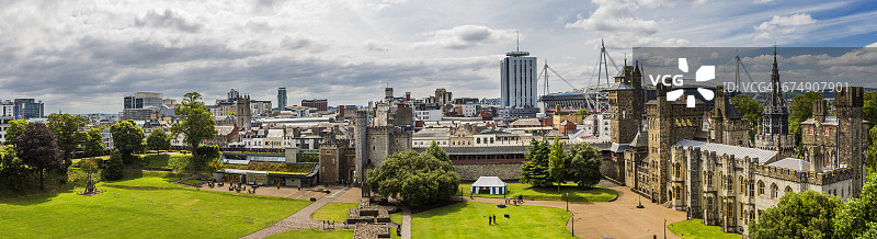 加的夫市中心、加的夫城堡及城镇风光图片素材