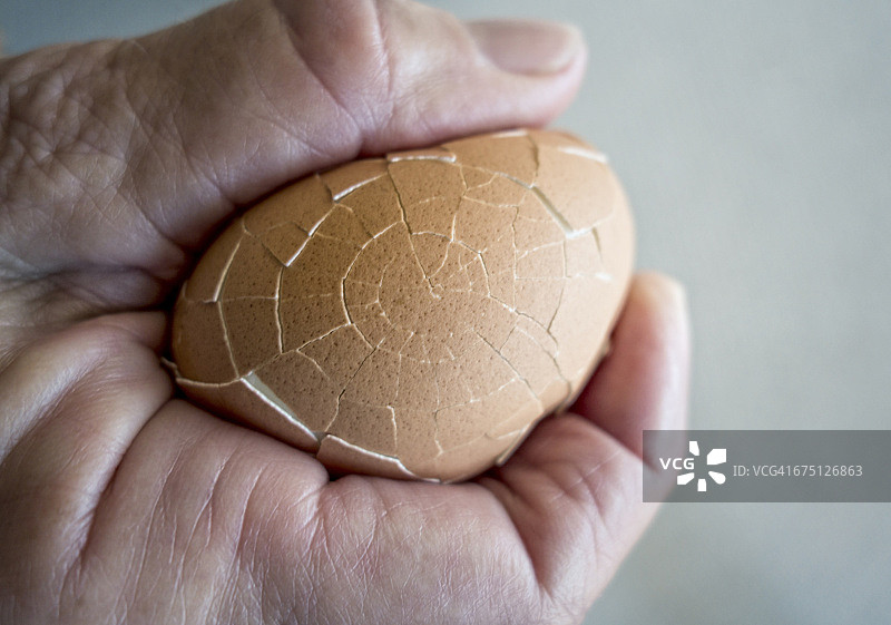 挤压煮熟的鸡蛋图片素材