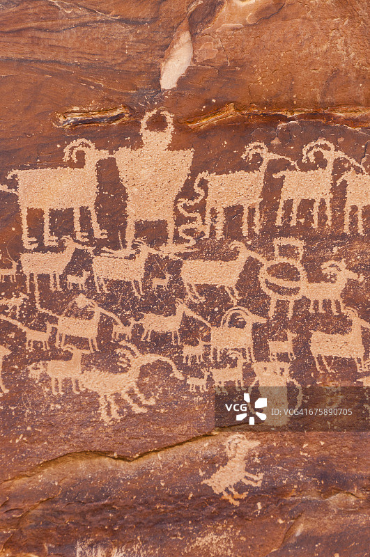 犹他州九英里峡谷，岩画《伟大狩猎》图片素材