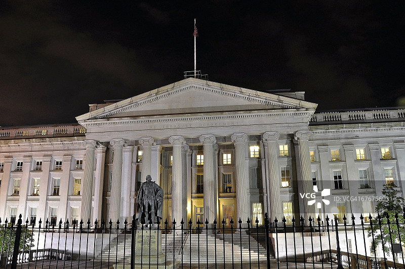 财政部与艾伯特·加勒廷雕像图片素材