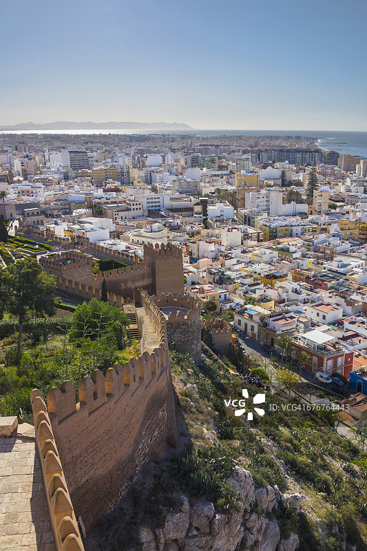 西班牙阿尔梅里亚阿尔卡萨瓦城堡及城市图片素材