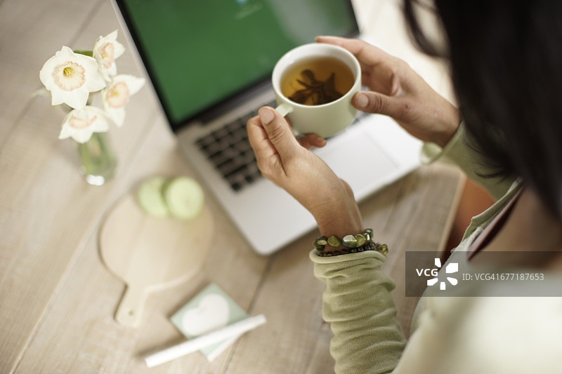 工作与绿茶图片素材