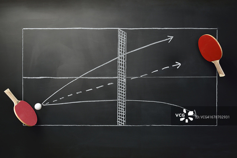 黑板上的乒乓球图片素材