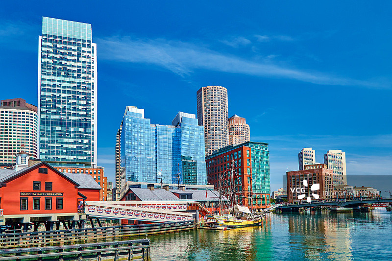 从桥上拍摄的波士顿倾茶事件博物馆图片素材