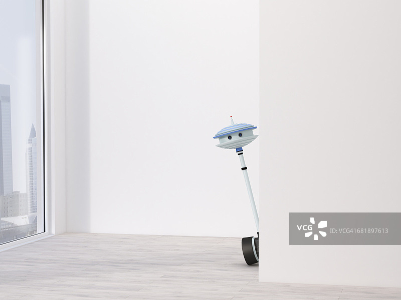 躲在角落里的小机器人图片素材