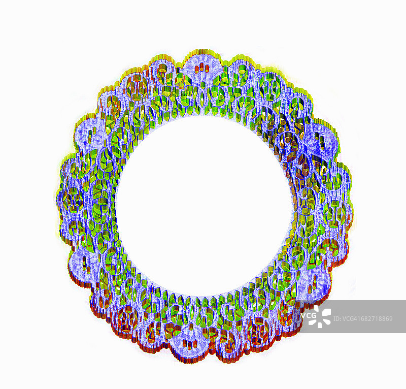 白色背景上的彩色数码花边图片素材