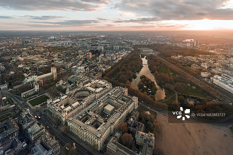 白厅和圣詹姆斯公园航拍图片素材