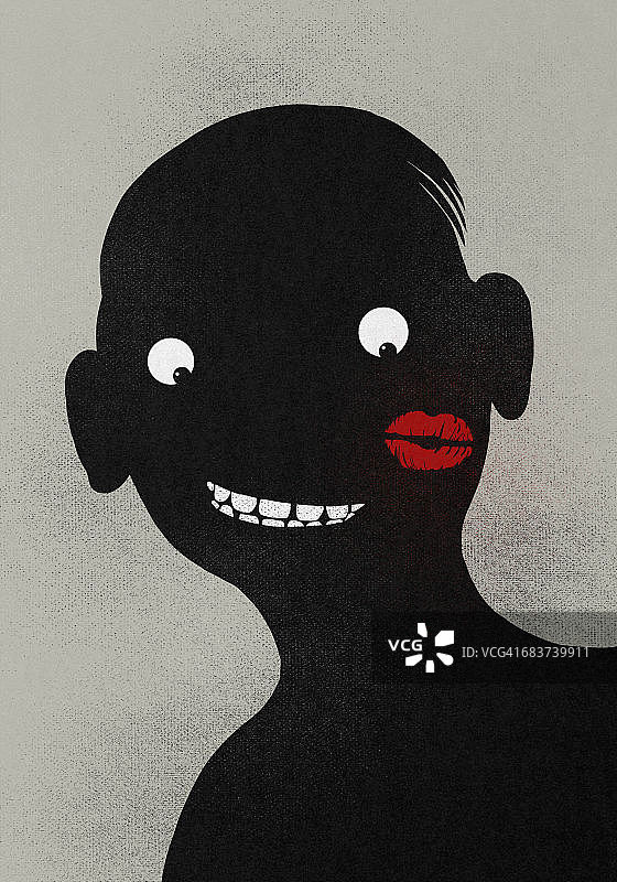 带有唇印的快乐男人插画图片素材