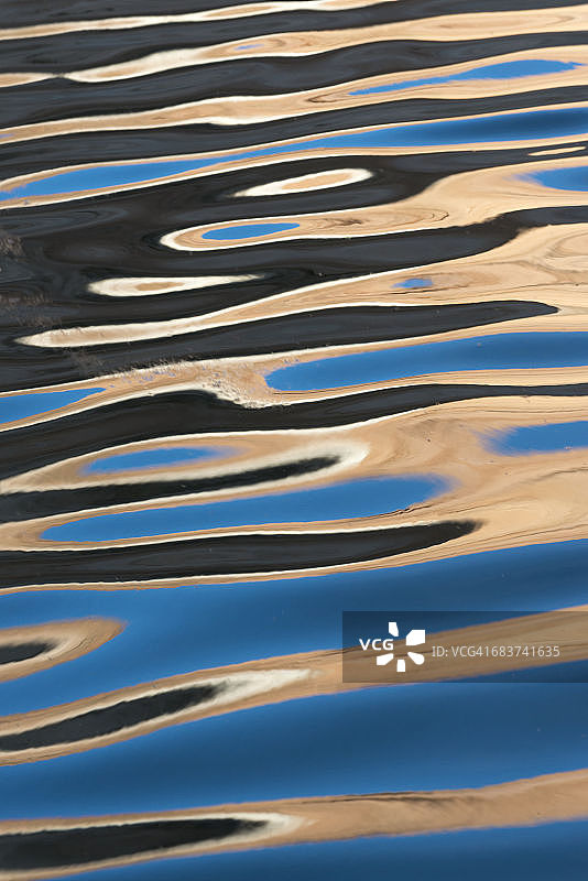 美国犹他州鲍威尔湖的岩石和天空倒影图片素材