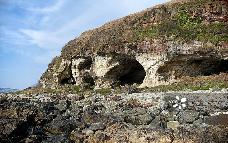 国王洞穴海岸步道黑水足图片素材