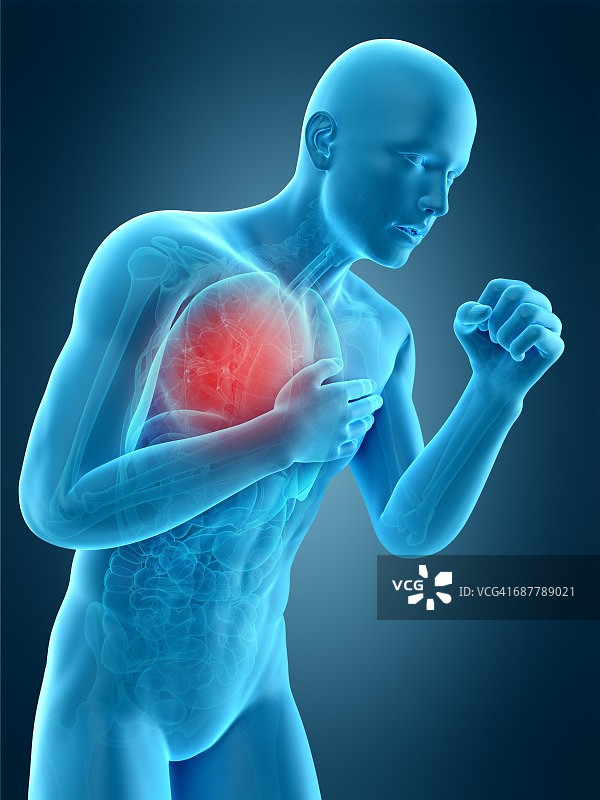 咳嗽的人体解剖结构图图片素材