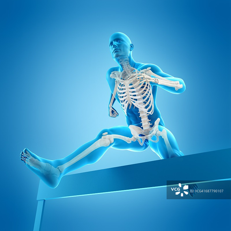 运动员跨越栏架，插画图片素材