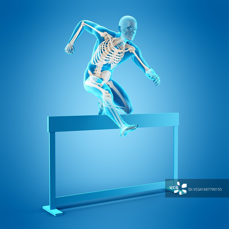 运动员跨越栏架，插画图片素材