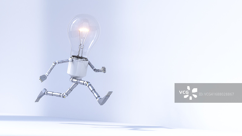 奔跑的灯泡人偶图片素材