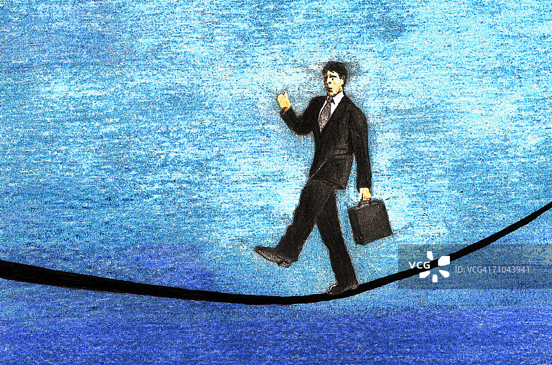 商人在绳索上行走图片素材
