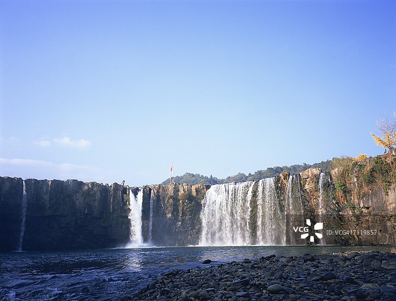 日本大分县丰后大野市原尻瀑布图片素材