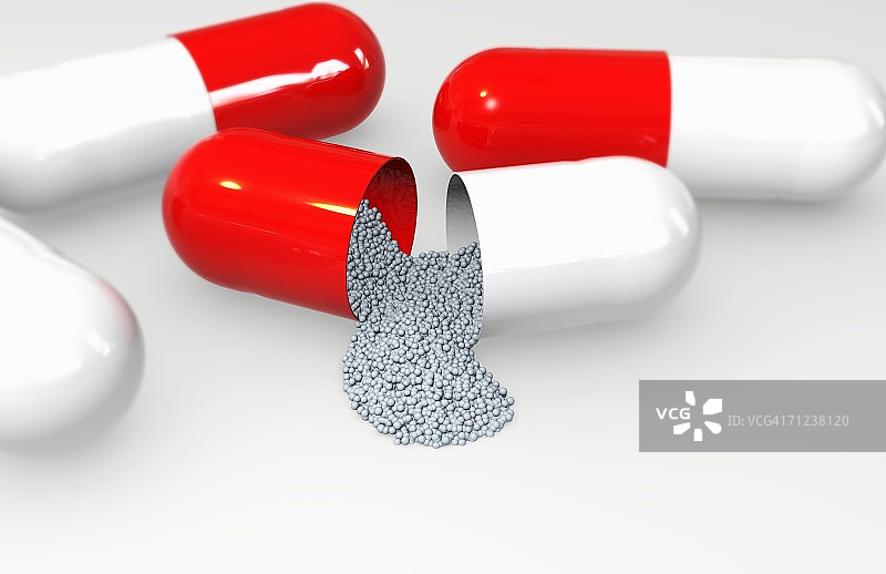 破损的药丸胶囊图片素材