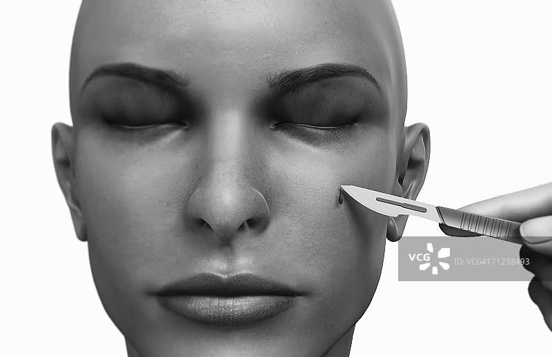 手术刀切割面部图片素材