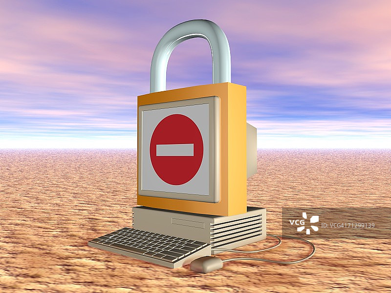 电脑屏幕上的禁止入内标志图片素材