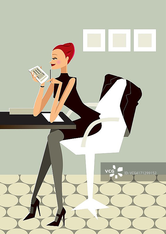 女商人使用个人数据助理图片素材