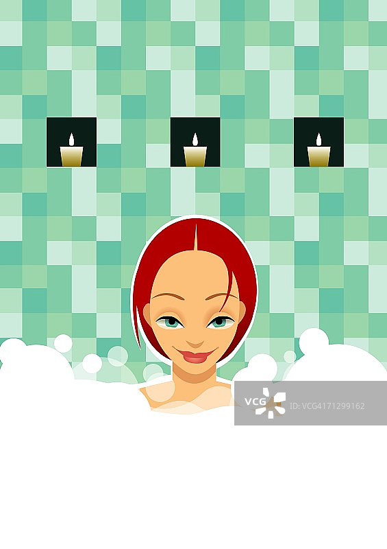 女人在泡泡浴中图片素材