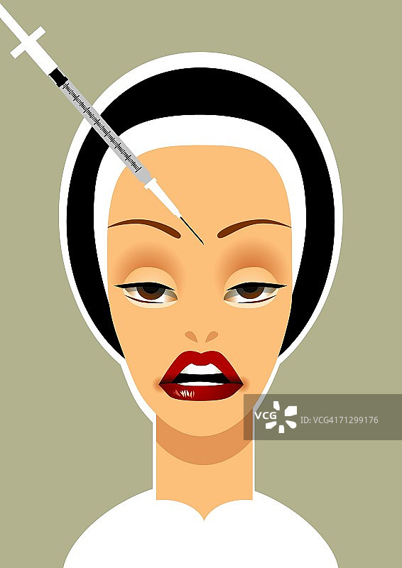 女子额头注射神经毒素图片素材