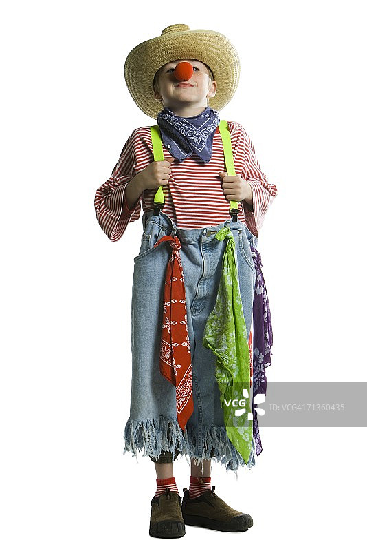 男孩身穿竞技小丑服装的肖像图片素材