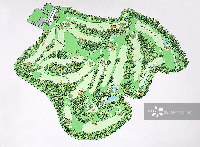 美国佐治亚州奥古斯塔国家高尔夫球场地图插画图片素材