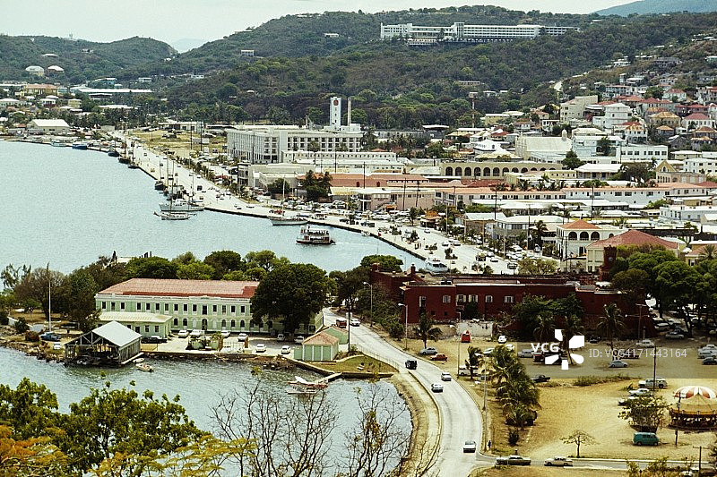 美属维尔京群岛圣托马斯夏洛特阿马利高角度景观图片素材