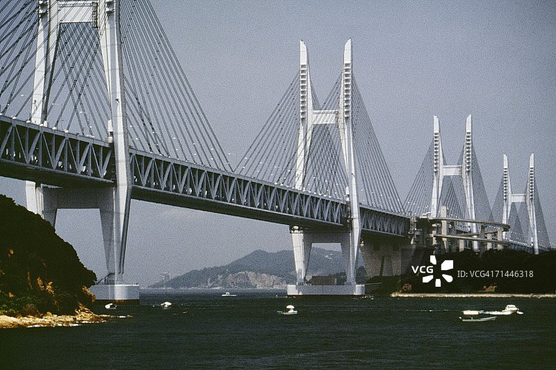 日本四国濑户大桥仰视角度照片图片素材