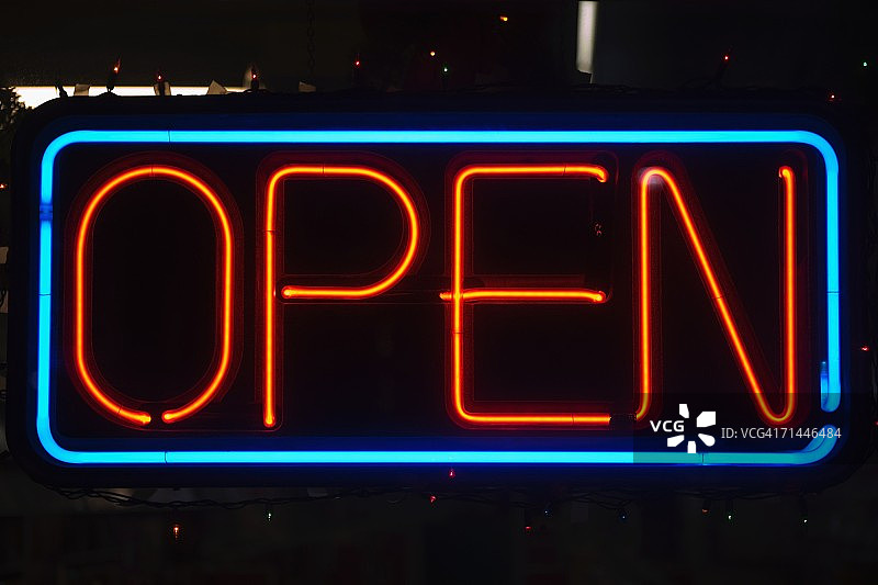 霓虹灯标志特写图片素材