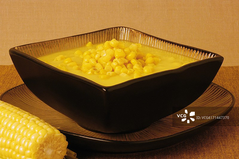 玉米浓汤特写图片素材