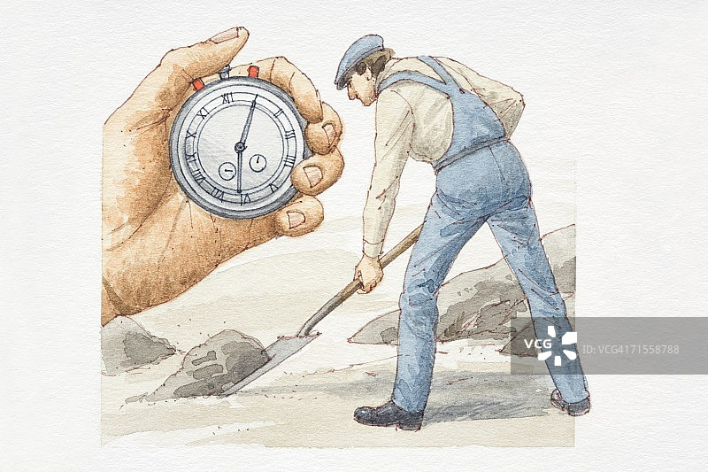 手持秒表和司炉铲煤图片素材