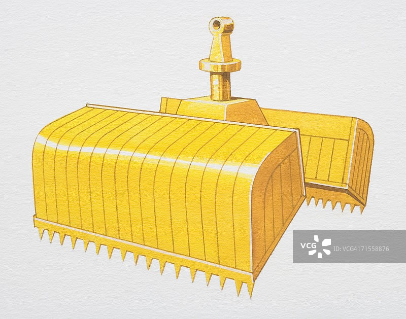 挖掘机用黄色“宽抓斗”或“疏浚铲斗”图片素材