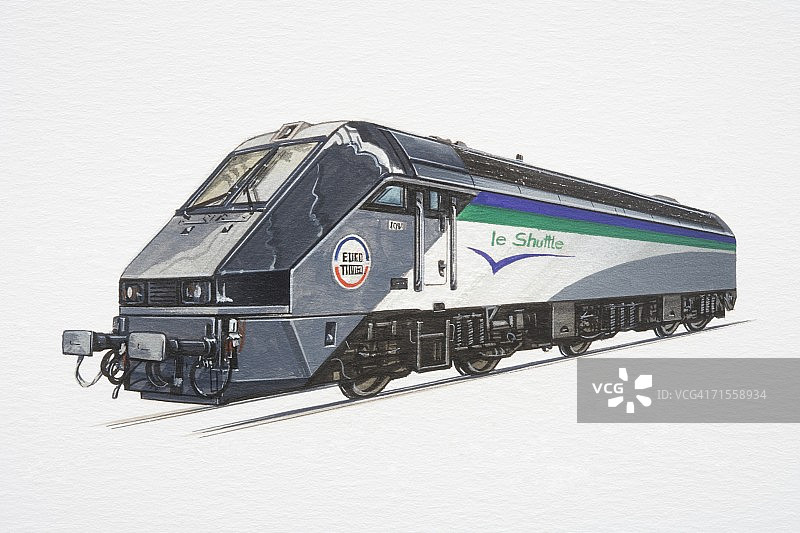 欧洲隧道穿梭列车正面图图片素材