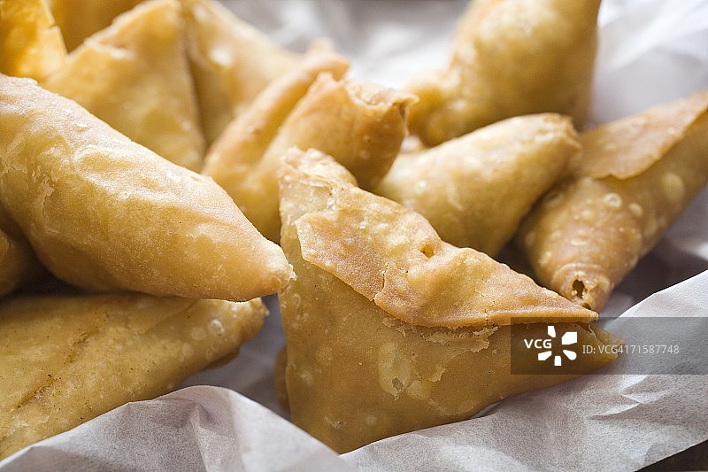 萨摩萨三角饺特写图片素材