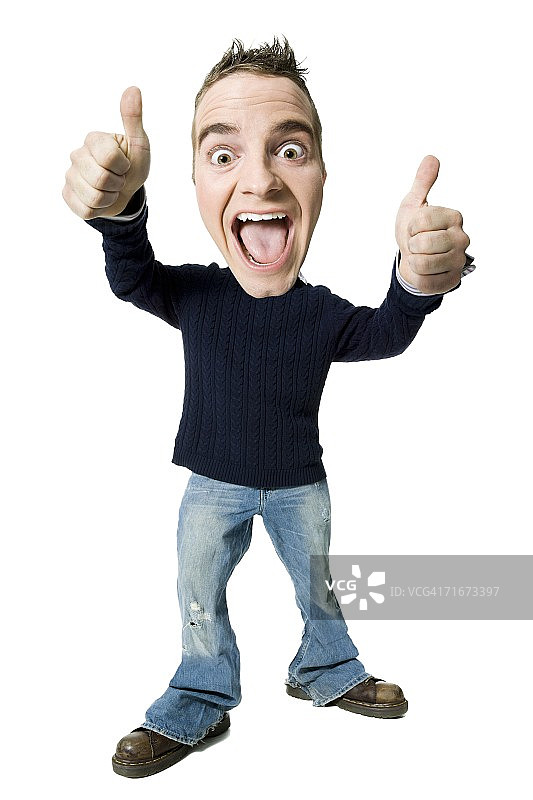 做鬼脸的青年肖像图片素材