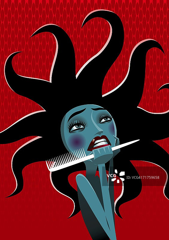 头发蓬乱的女人特写图片素材