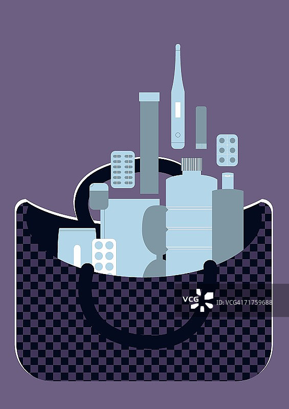 手提包里的药品特写图片素材