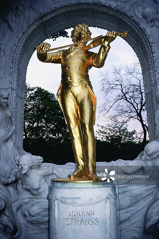 奥地利维也纳约翰·施特劳斯雕像特写图片素材