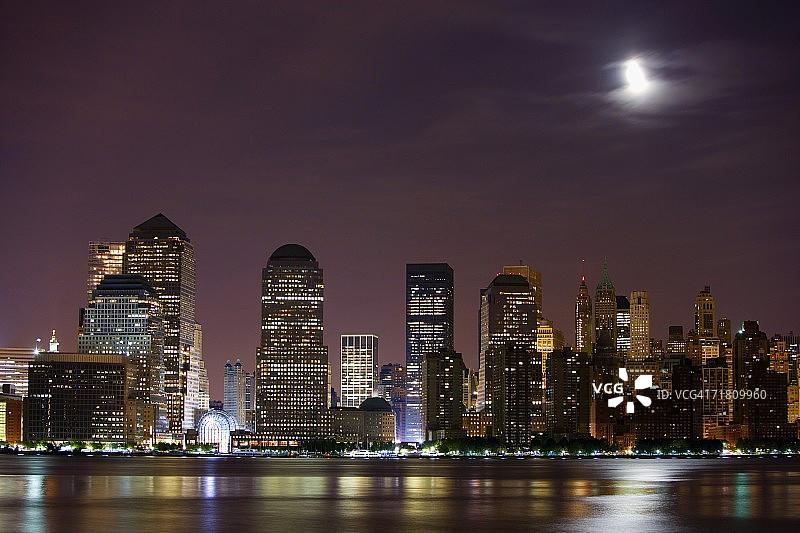 美国纽约市夜间照明建筑图片素材