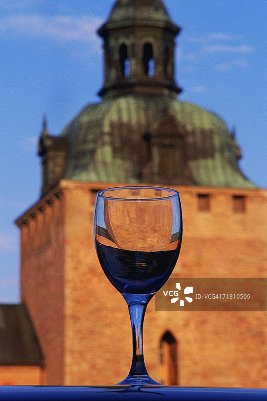 背景是城堡的水晶玻璃特写，瑞典卡尔马城堡，斯莫兰图片素材