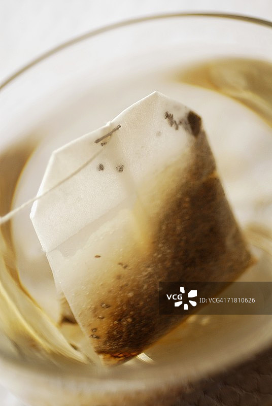 茶托上的茶包特写图片素材