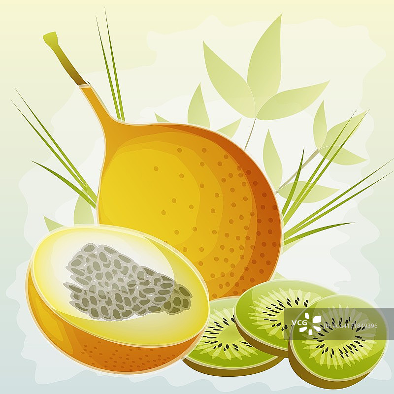 百香果和奇异果切片特写图片素材