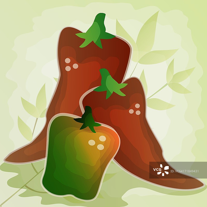 三个青椒的特写图片素材