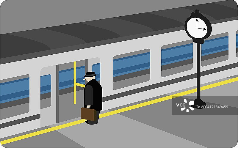 商务人士登上火车的俯视角度照片图片素材