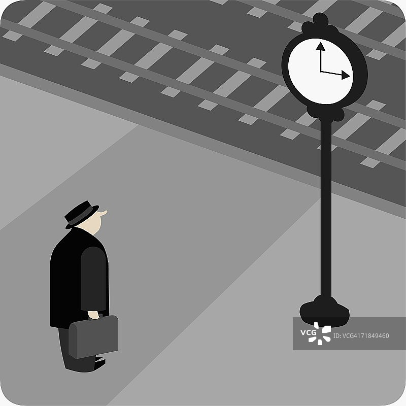 站在火车站的商人高角度视图图片素材