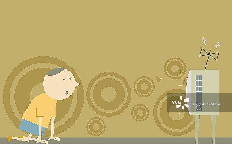 看电视的男孩侧面图片素材