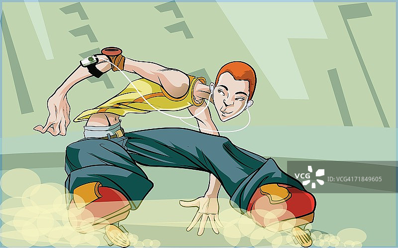 男孩滑旱冰听音乐图片素材