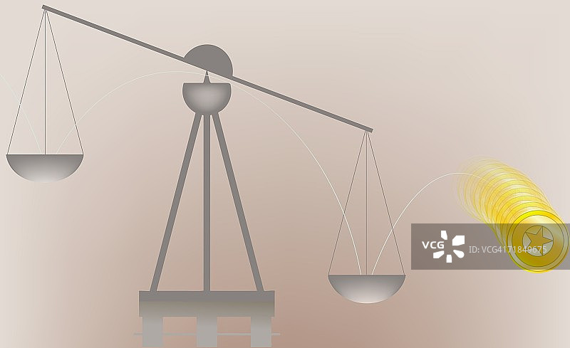 硬币在秤上特写图片素材